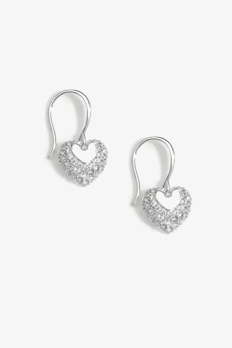 Simply Silver Sterling Silver 925 Fishhook Heart Drop Earrings