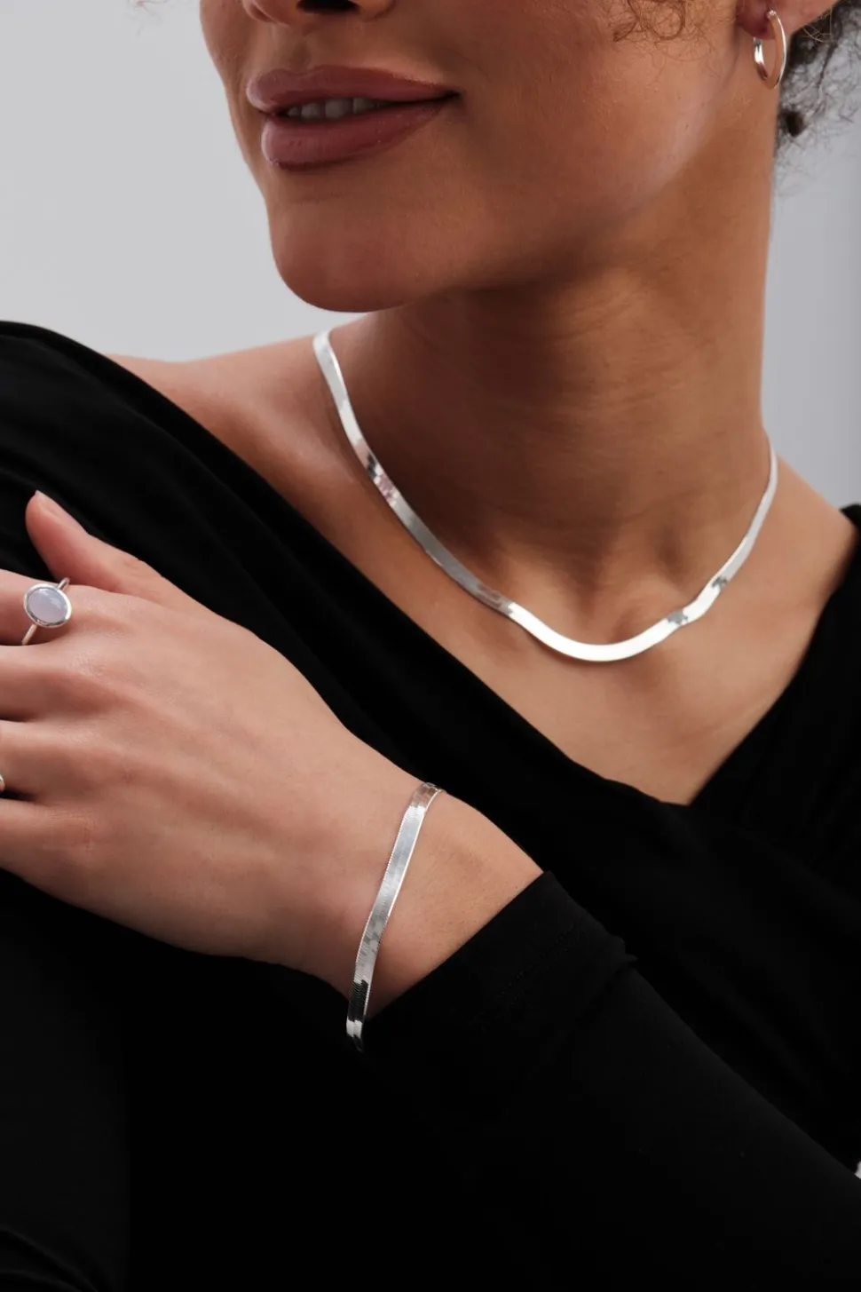Simply Silver Sterling Silver 925 Flat Snake Chain Necklace