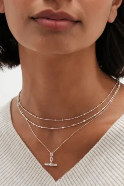 Simply Silver Sterling Silver 925 Polished Double Row Ball Chain Necklace