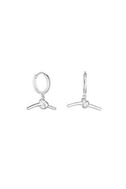 Simply Silver Sterling Silver 925 Polished Knotted T Bar Hoop Earrings