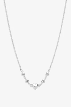 Simply Silver Sterling Silver 925 Polished Silver Puff Heart Necklace