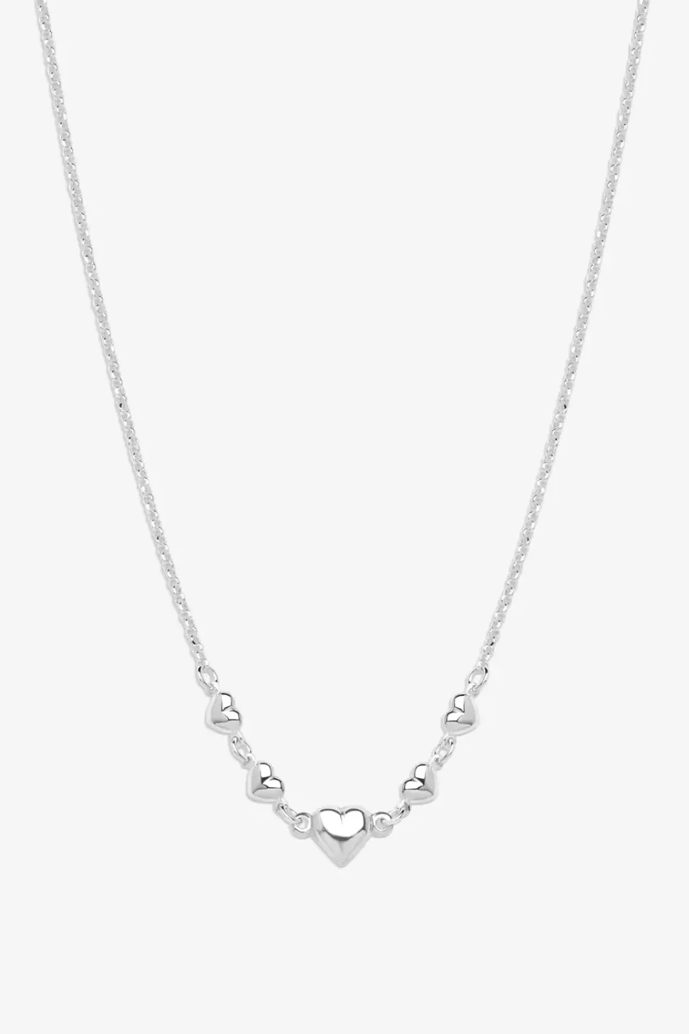 Simply Silver Sterling Silver 925 Polished Silver Puff Heart Necklace