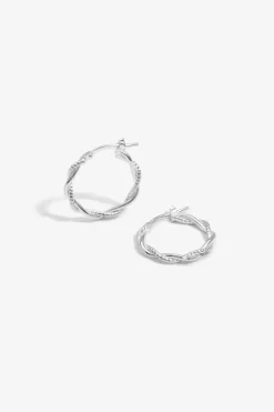 Simply Silver Sterling Silver 925 Polished Twist Hoop Earrings