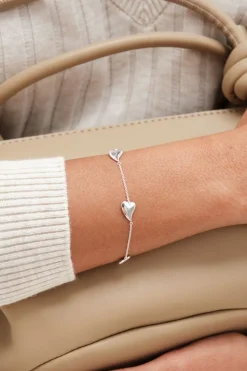 Simply Silver Sterling Silver 925 Silver Tapered Heart Station Bracelet