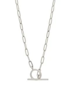Simply Silver Sterling Silver 925 Small Paperlink T-Bar Necklace