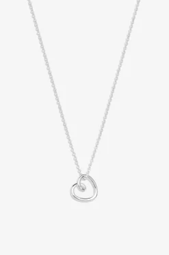 Simply Silver Sterling Silver 925 Swirl Open Heart Necklace