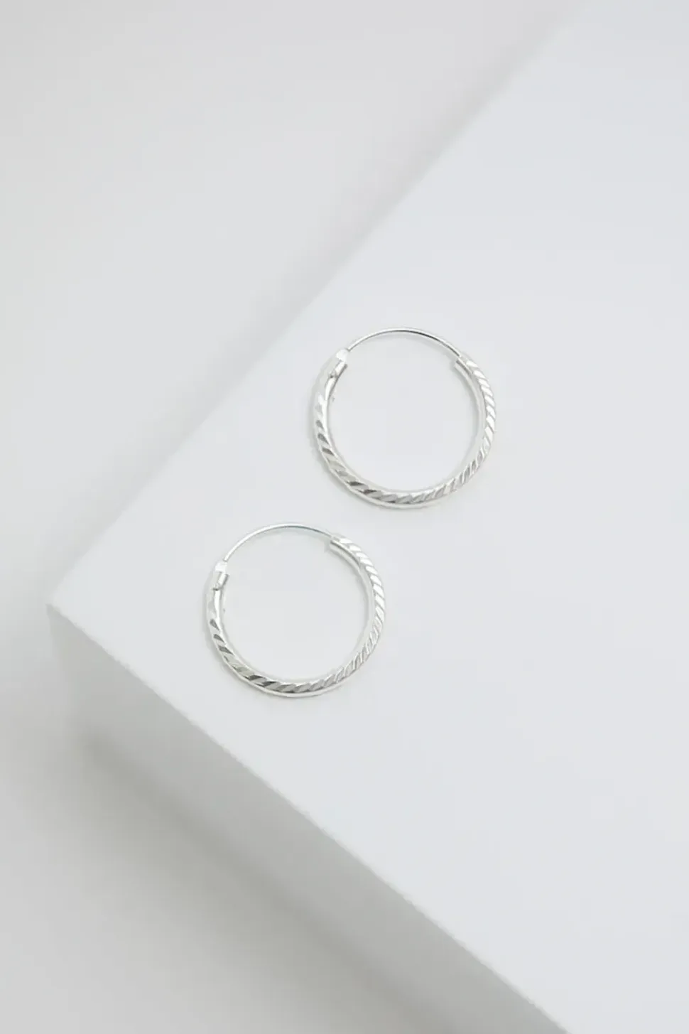 Simply Silver Sterling Silver 925 Textured Mini Sleeper Hoop Earrings