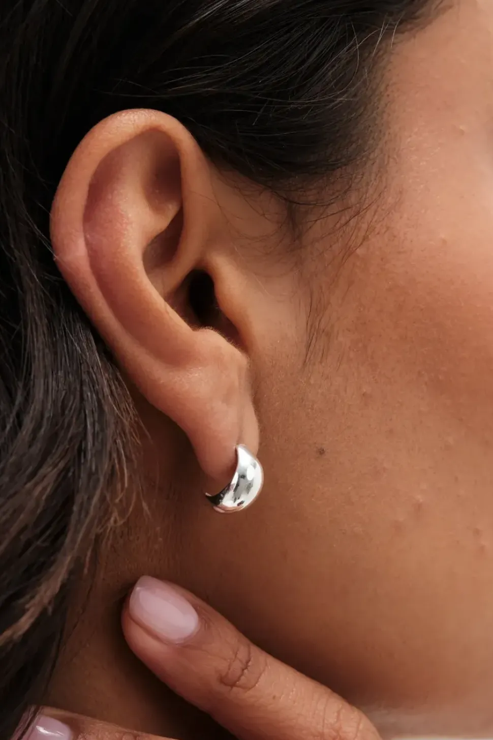 Simply Silver Sterling Silver 925 Textured Mini Sleeper Hoop Earrings