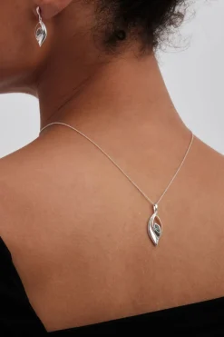 Simply Silver Sterling Silver 925 Tourmaline Navette Pendant Necklace