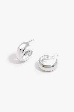 Simply Silver Sterling Silver 925 Wide Polished Hoop Earrings