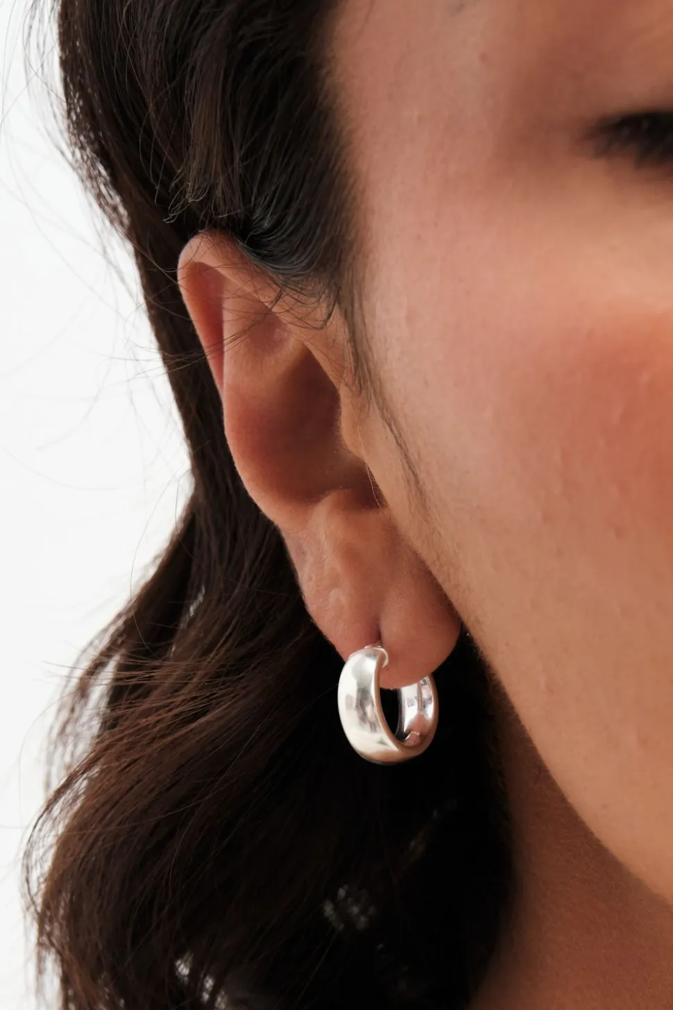 Simply Silver Sterling Silver 925 Wide Polished Hoop Earrings