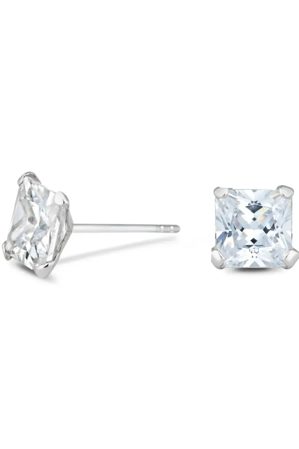 Simply Silver Sterling Silver 925 With Cubic Zirconia 7mm Princess Cut Stud Earrings