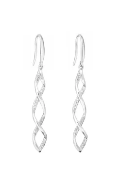 Simply Silver Sterling Silver 925 With Cubic Zirconia Wrapped In Love Intertwined Drop Earrings