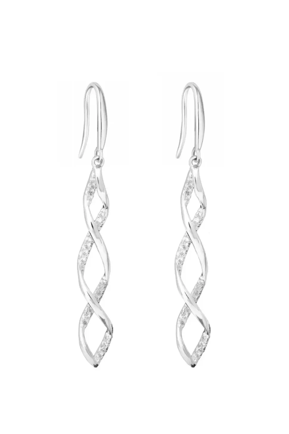 Simply Silver Sterling Silver 925 With Cubic Zirconia Wrapped In Love Intertwined Drop Earrings