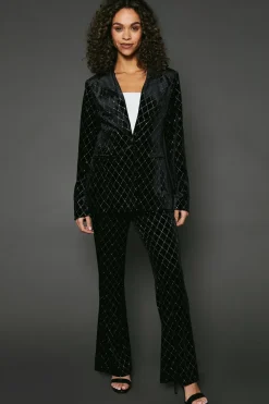 Single Breasted Embellished Velvet Blazer