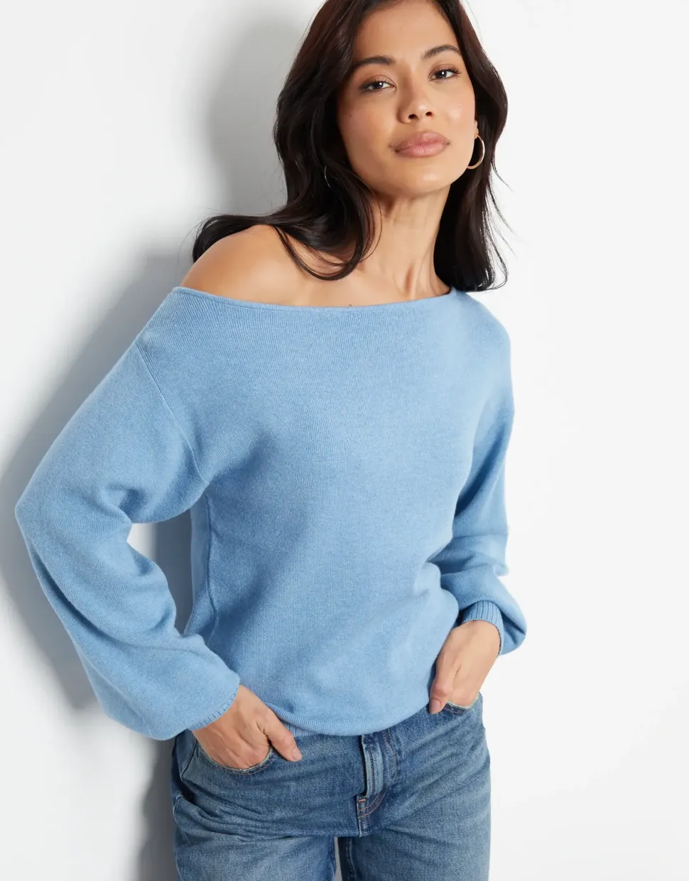 Slash Neck Knitted Jumper