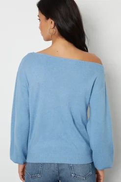 Slash Neck Knitted Jumper