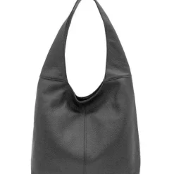 Slate Grey Soft Pebbled Leather Hobo Bag | BXBLY