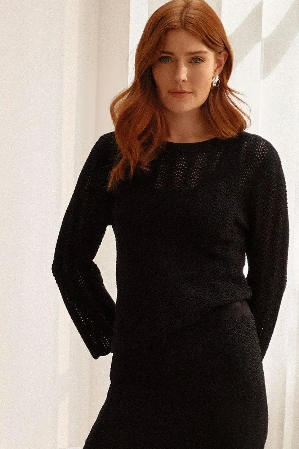 3/4 Sleeve Crochet Knit Jumper