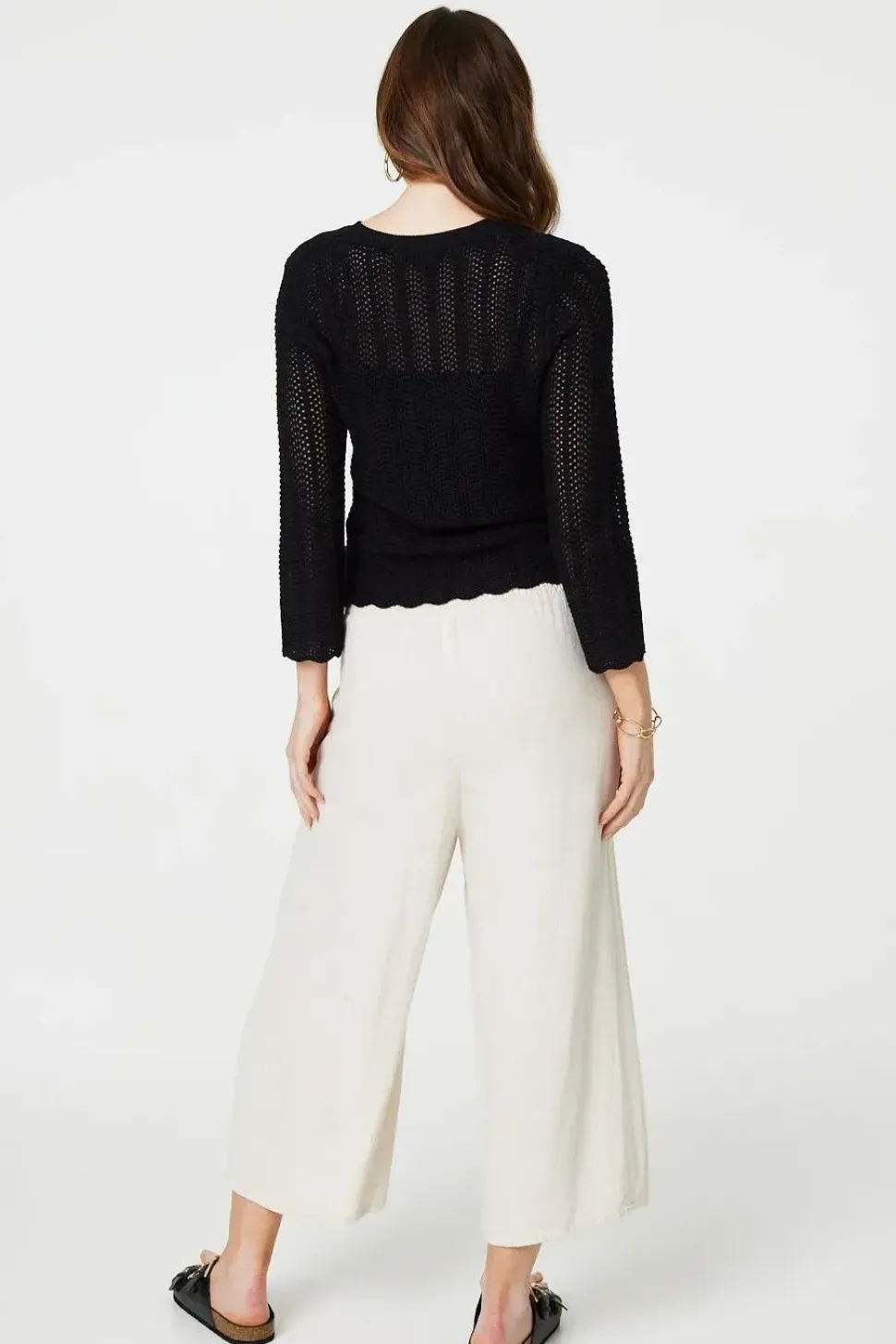 3/4 Sleeve Crochet Knit Jumper
