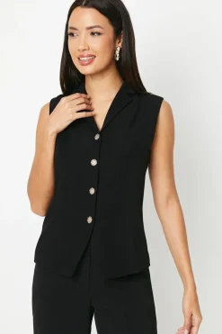 Sleeveless Collar Detail Blazer