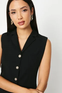 Sleeveless Collar Detail Blazer