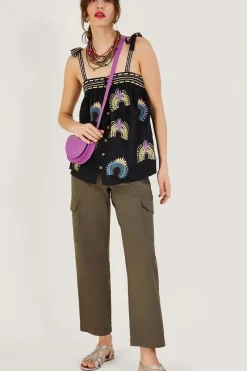 Sleeveless Embroidered Top