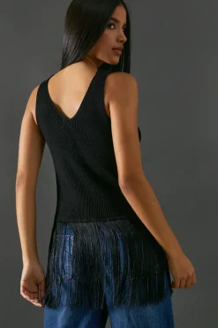 Sleeveless Fringed Vest