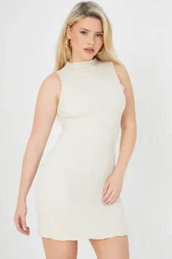 Sleeveless High Neck Mini Dress