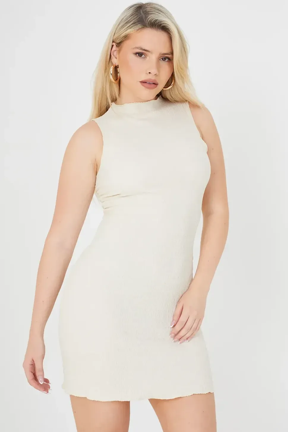 Sleeveless High Neck Mini Dress