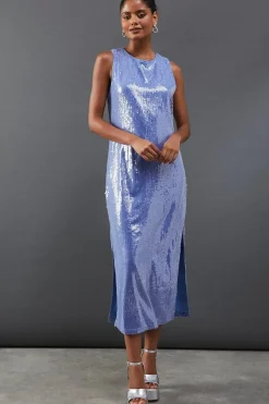 Sleeveless Sequin Midi Column Dress