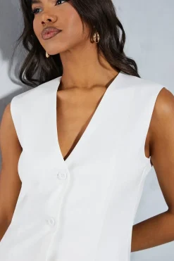 Sleeveless Tailored Waistcoat Style Mini Dress