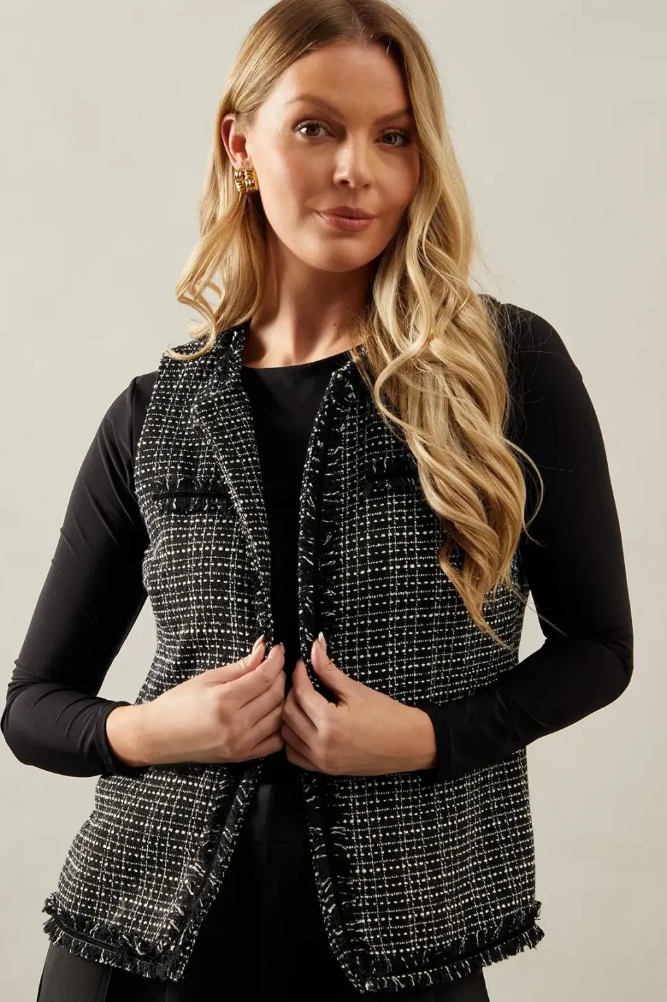 Sleeveless Tweed Jacket