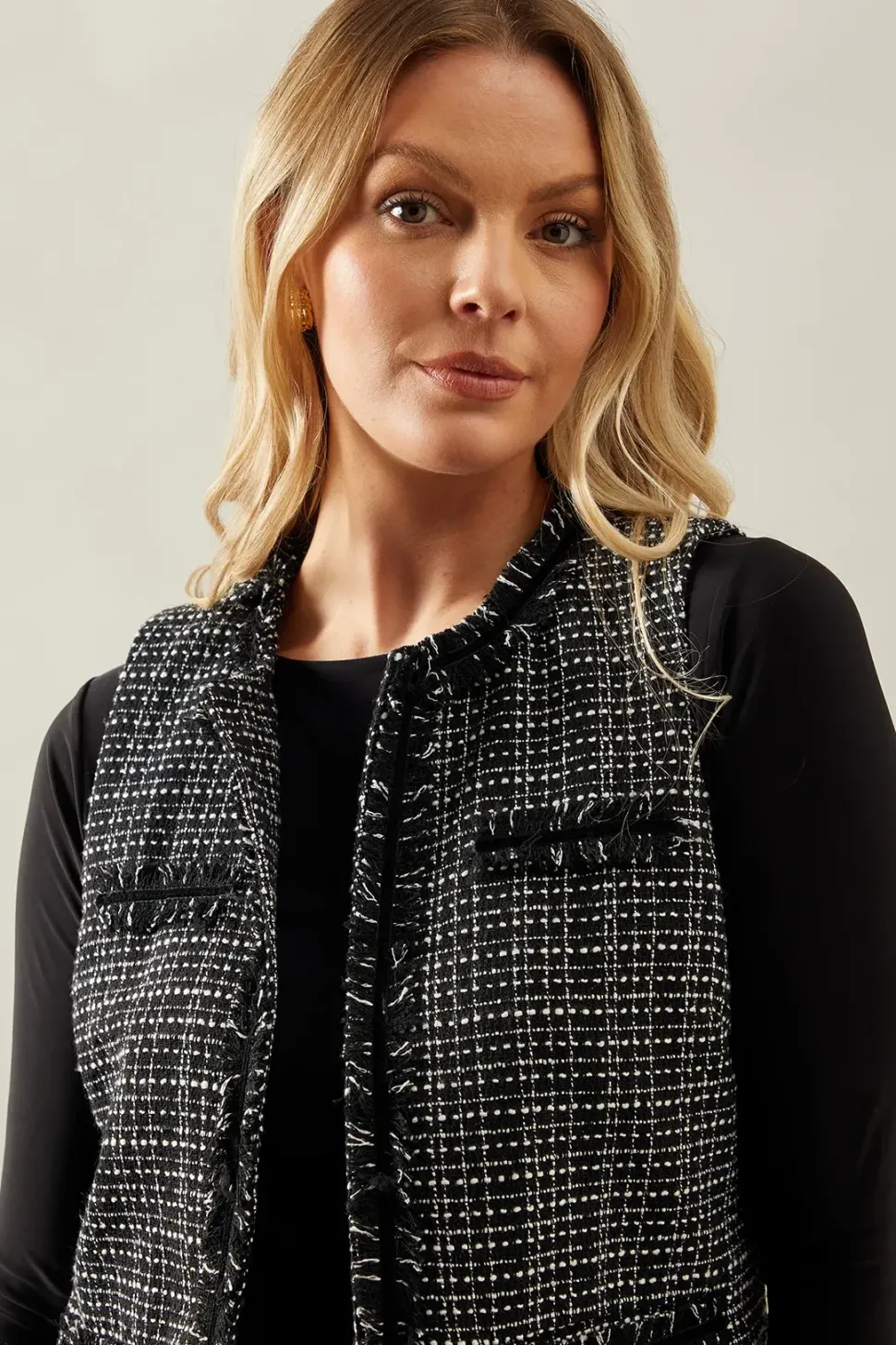 Sleeveless Tweed Jacket
