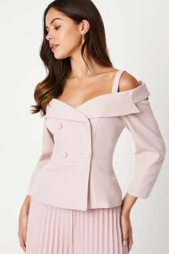 3/4 Sleeve Off Shoulder Peplum Jacket