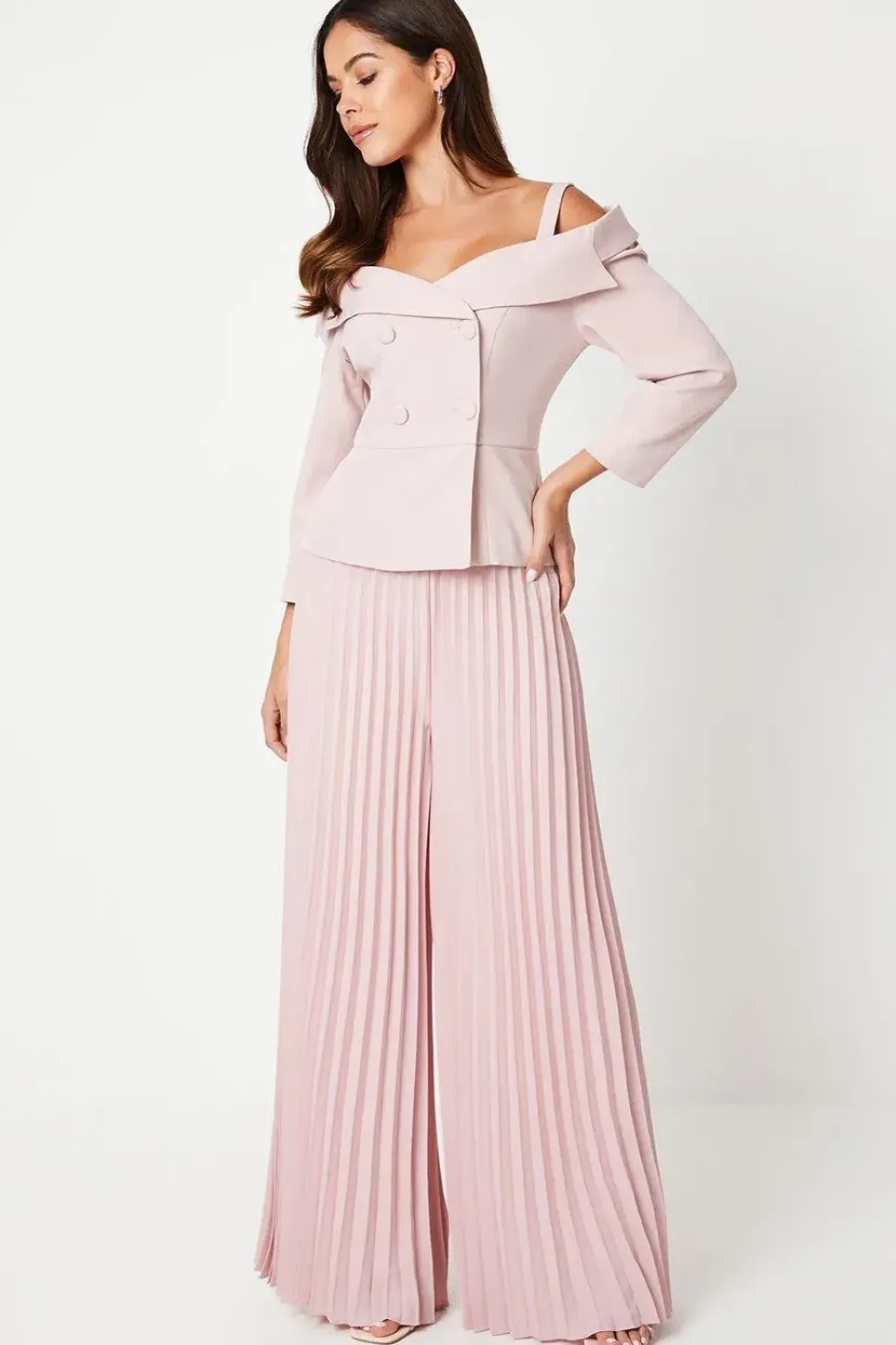 3/4 Sleeve Off Shoulder Peplum Jacket