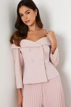 3/4 Sleeve Off Shoulder Peplum Jacket