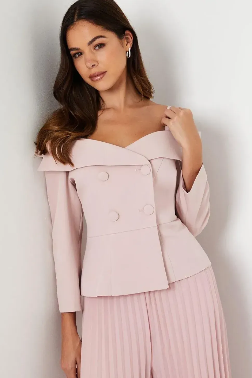 3/4 Sleeve Off Shoulder Peplum Jacket