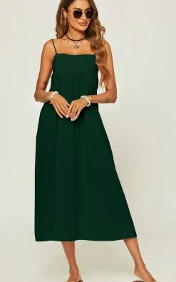 Slip Dress In Dark Green