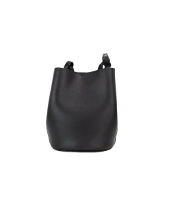 Small Leather Bucket Bag Black