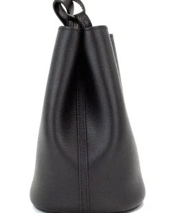 Small Leather Bucket Bag Black