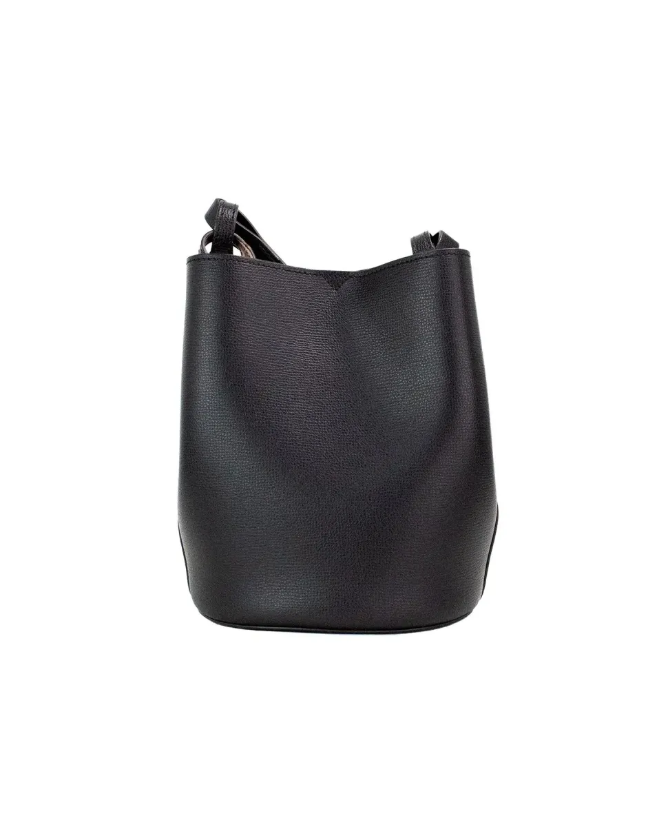 Small Leather Bucket Bag Black