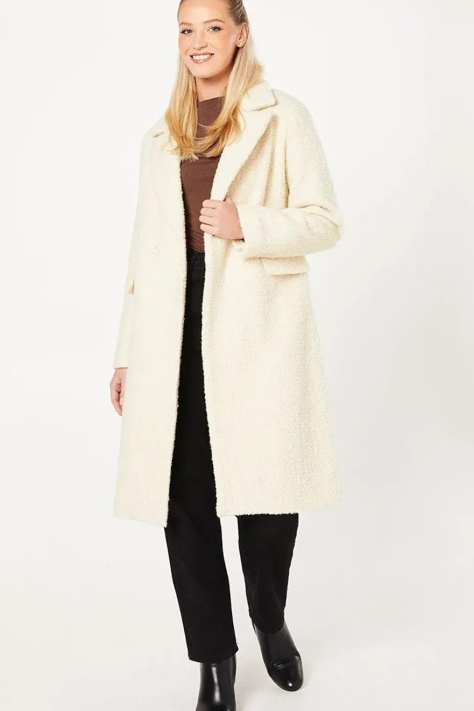 Smart Boucle Double Breasted Coat