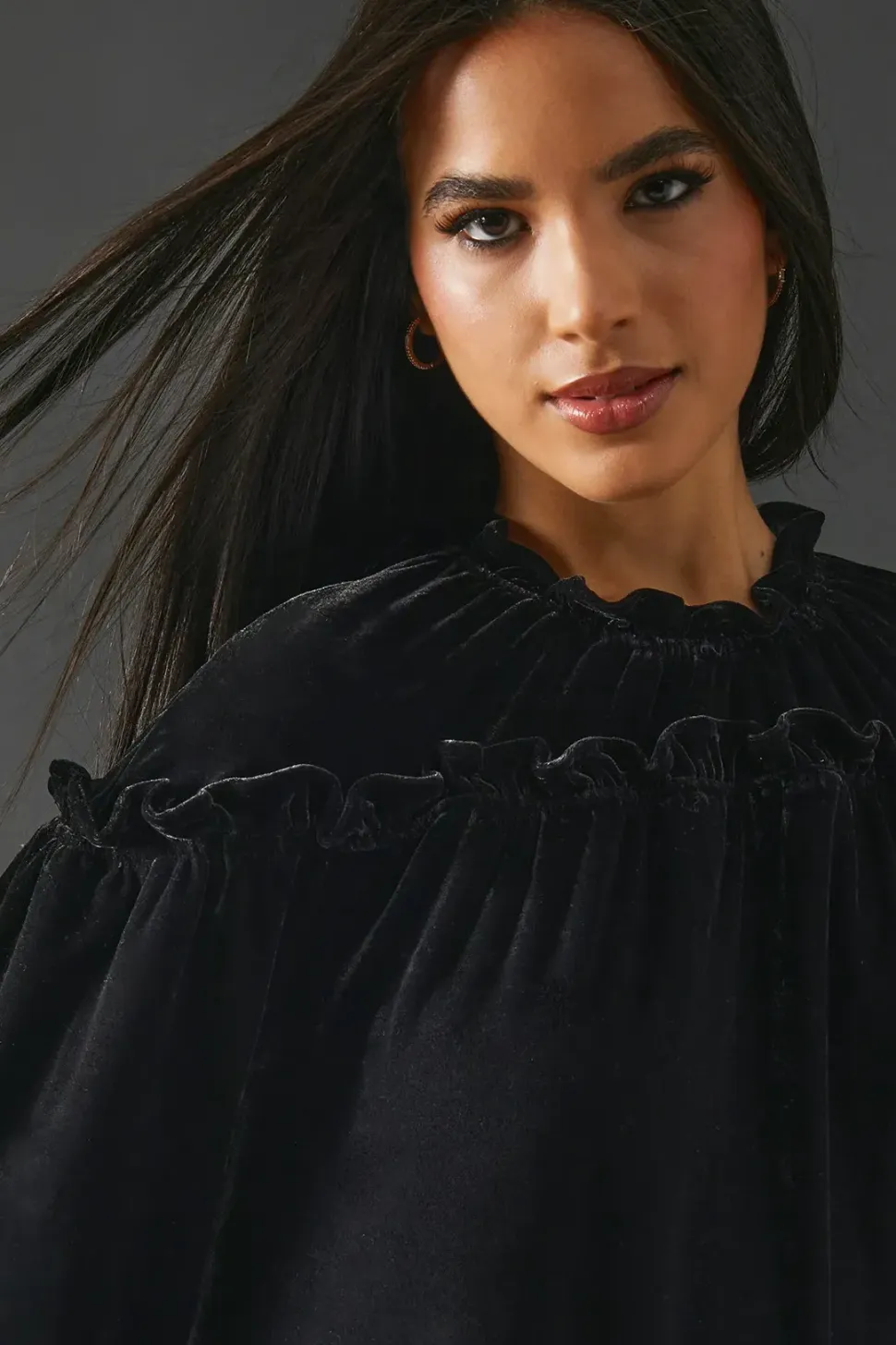 Smock Tiered Velvet Dress