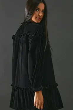 Smock Tiered Velvet Dress