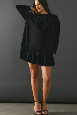 Smock Tiered Velvet Dress