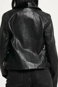 Snake Print Leather Jacket