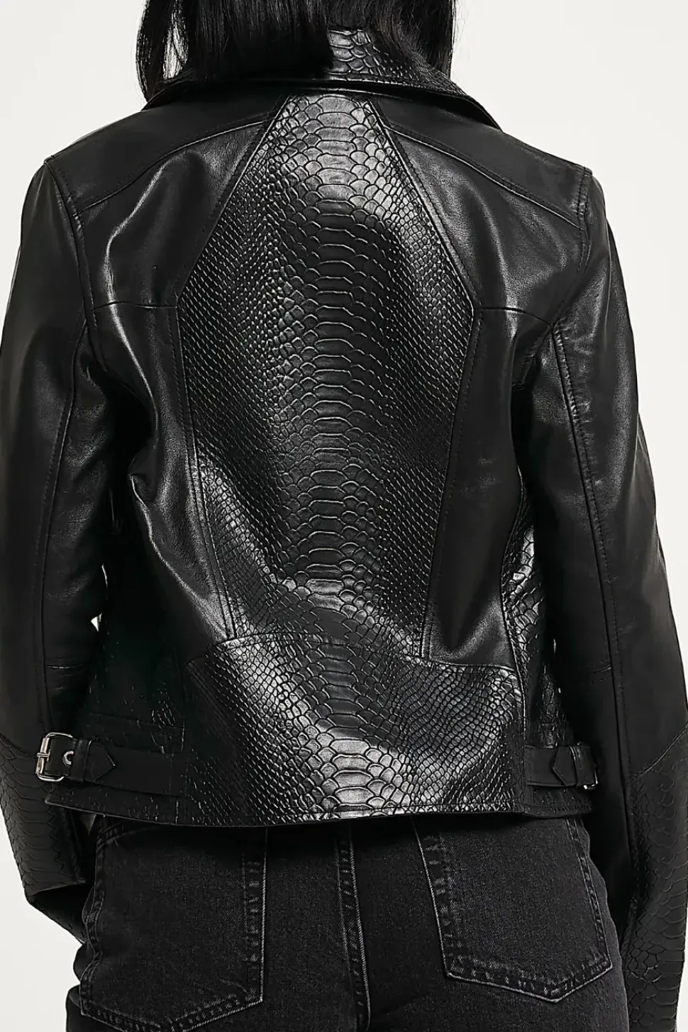 Snake Print Leather Jacket