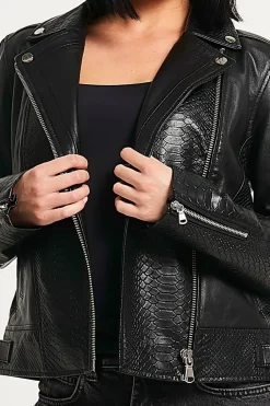 Snake Print Leather Jacket