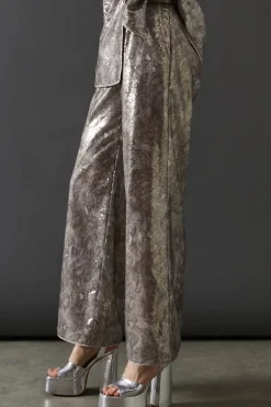 Snake Print Sequin Wide Leg Trouser